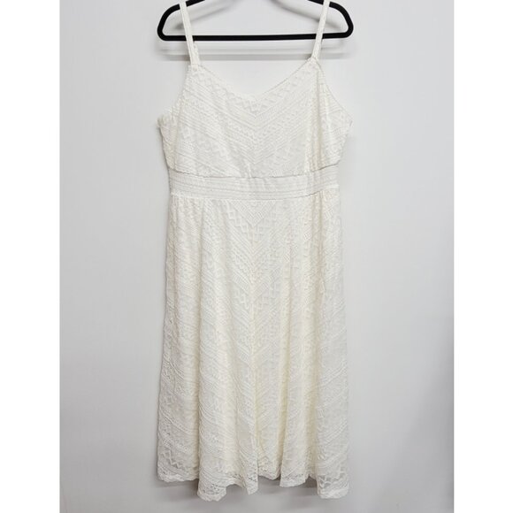 NWT Torrid 2 Cloud Dancer Midi Lace Skater Dress 2X 18 20 - Picture 8 of 13